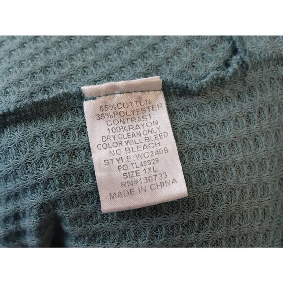 Sz 1XL Umgee Teal Boho Blouse Flutter Sleeves - Picture 6 of 6